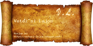 Vetési Lajos névjegykártya